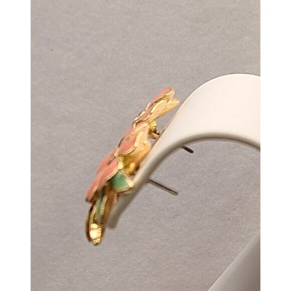 Joan Rivers Enamel & Rhinestone Flower Stud Earrings Pink, Green & Blue - Picture 4 of 5